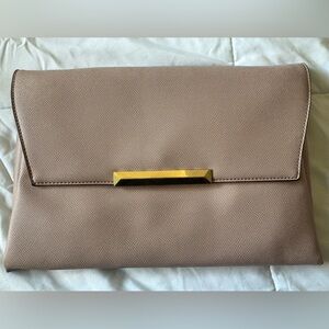 Sole Society Tan Clutch with Animal Print Lining